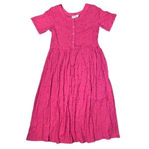 Collections Etc vintage pink cotton embroidered maxi dress size L